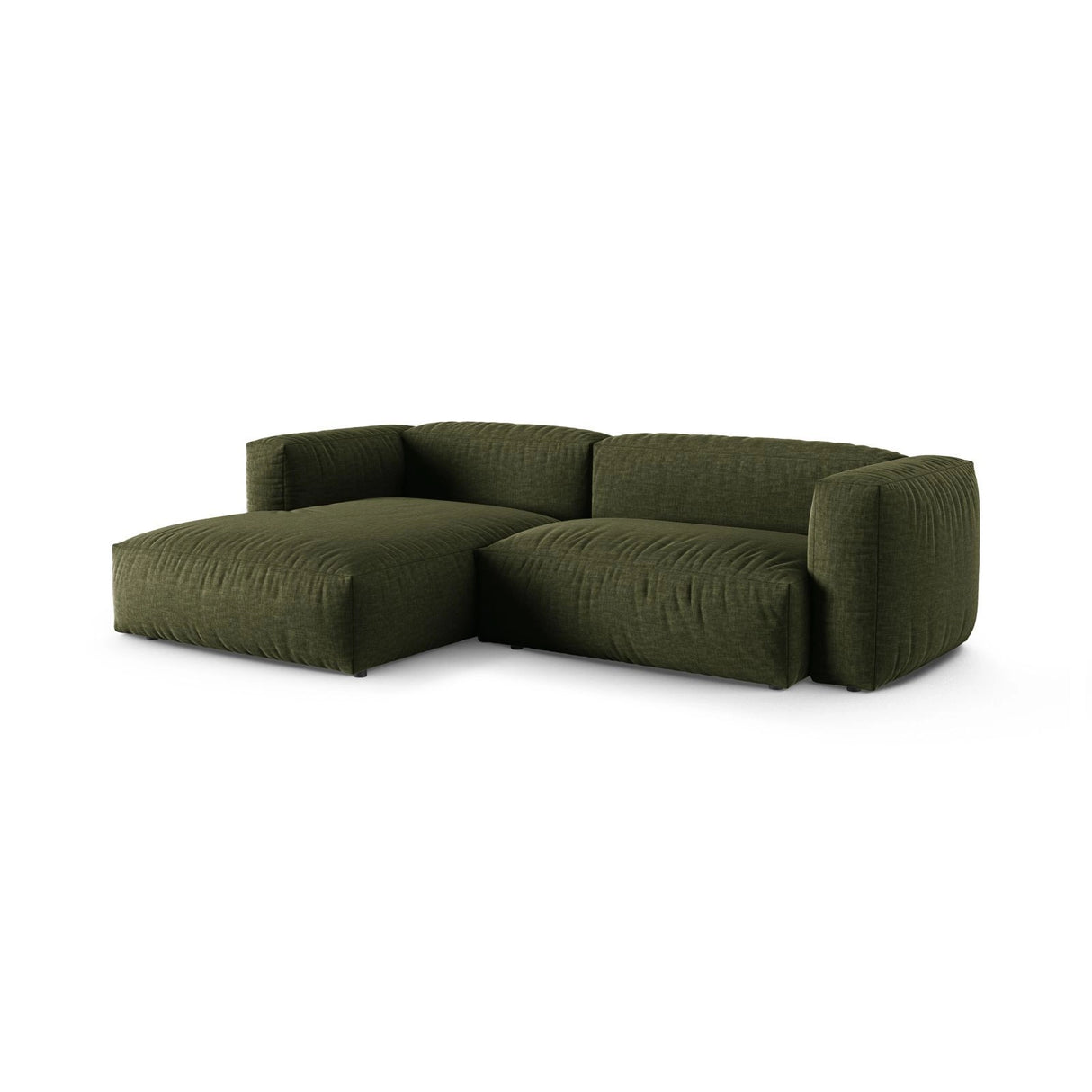 Martina modulares Ecksofa, Linke Seite, Sitztiefe 90 cm, aus Strukturierter Stoff in Grün (Boston Forest), 280x176 cm von Micadoni – Bild 3