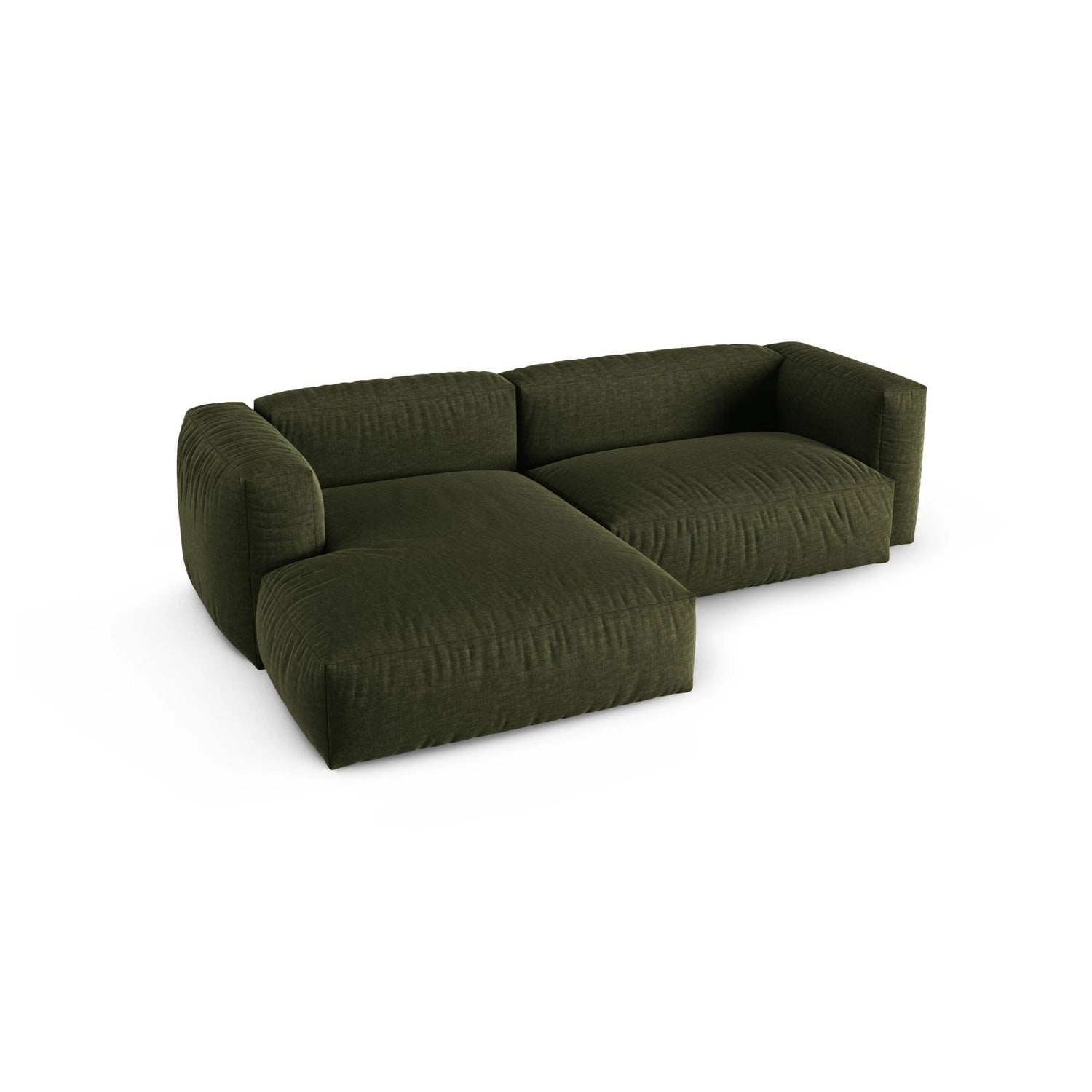 Martina modulares Ecksofa, Linke Seite, Sitztiefe 90 cm, aus Strukturierter Stoff in Grün (Boston Forest), 280x176 cm von Micadoni – Bild 4