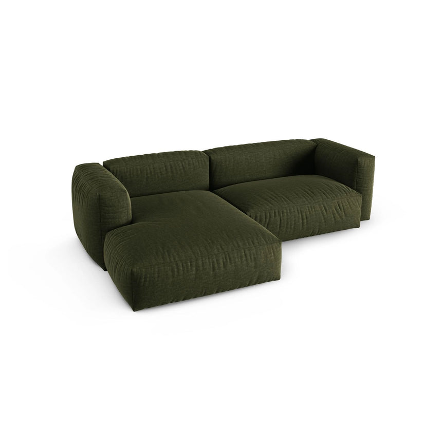 Martina modulares Ecksofa, Linke Seite, Sitztiefe 90 cm, aus Strukturierter Stoff in Grün (Boston Forest), 280x176 cm von Micadoni – Bild 4