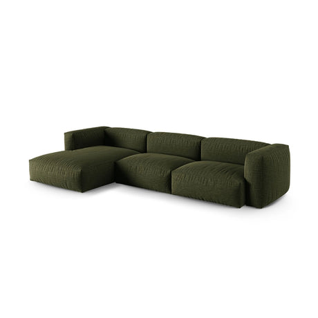 Martina modulares Ecksofa, Linke Seite, Sitztiefe 90 cm, aus Strukturierter Stoff in Grün (Boston Forest), 330x176 cm von Micadoni – Bild 3