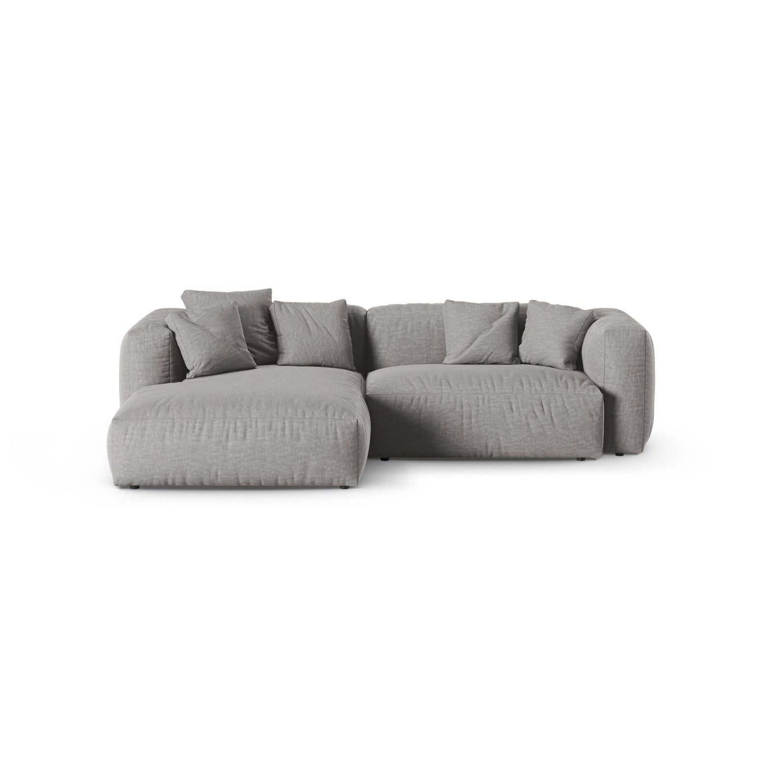 Martina modulares Ecksofa, Linke Seite, Sitztiefe 90 cm, aus Strukturierter Stoff in Hellgrau (Boston Light Grey), 280x176 cm von Micadoni – Bild 1