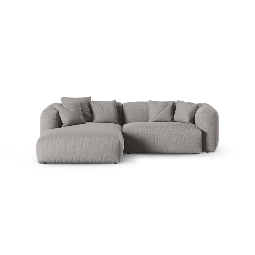 Martina modulares Ecksofa, Linke Seite, Sitztiefe 90 cm, aus Strukturierter Stoff in Hellgrau (Boston Light Grey), 280x176 cm von Micadoni – Bild 1