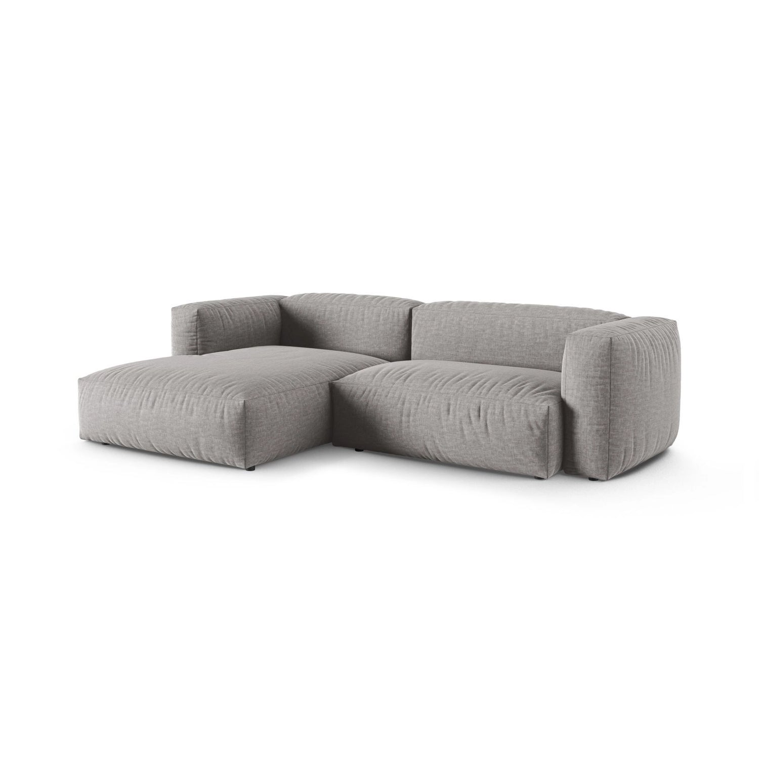 Martina modulares Ecksofa, Linke Seite, Sitztiefe 90 cm, aus Strukturierter Stoff in Hellgrau (Boston Light Grey), 280x176 cm von Micadoni – Bild 3