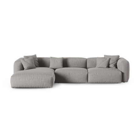 Martina modulares Ecksofa, Linke Seite, Sitztiefe 90 cm, aus Strukturierter Stoff in Hellgrau (Boston Light Grey), 330x176 cm von Micadoni – Bild 1