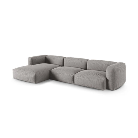 Martina modulares Ecksofa, Linke Seite, Sitztiefe 90 cm, aus Strukturierter Stoff in Hellgrau (Boston Light Grey), 330x176 cm von Micadoni – Bild 3