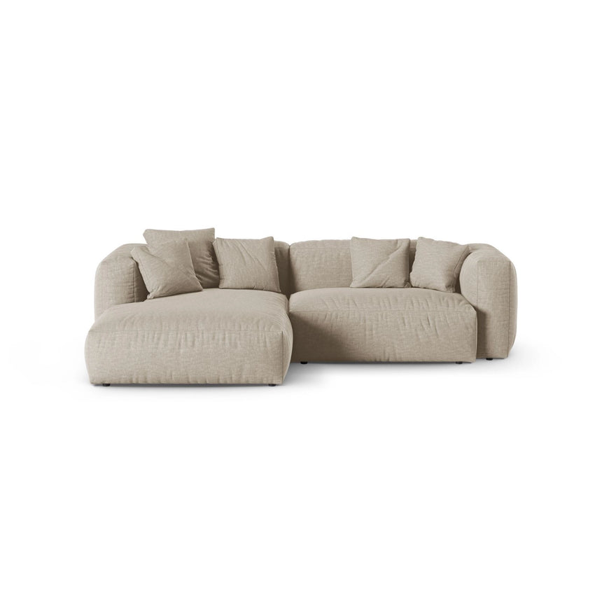 Martina modulares Ecksofa, Linke Seite, Sitztiefe 90 cm, aus Strukturierter Stoff in Leichtes Beige (Boston Toffee), 280x176 cm von Micadoni – Bild 1