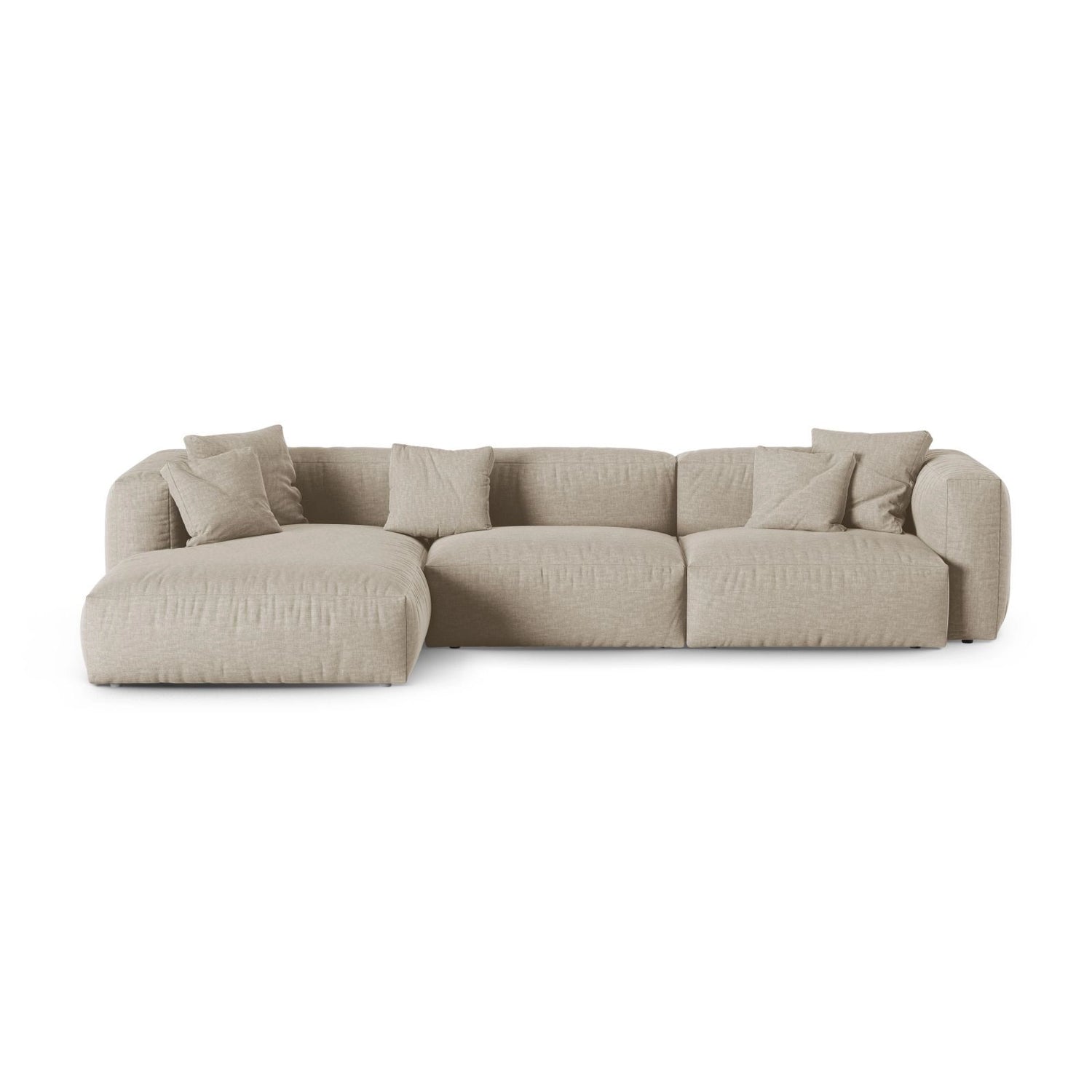 Martina modulares Ecksofa, Linke Seite, Sitztiefe 90 cm, aus Strukturierter Stoff in Leichtes Beige (Boston Toffee), 330x176 cm von Micadoni – Bild 1