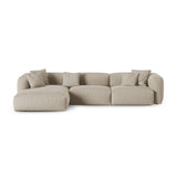 Martina modulares Ecksofa, Linke Seite, Sitztiefe 90 cm, aus Strukturierter Stoff in Leichtes Beige (Boston Toffee), 330x176 cm von Micadoni – Bild 1