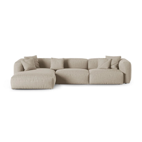 Martina modulares Ecksofa, Linke Seite, Sitztiefe 90 cm, aus Strukturierter Stoff in Leichtes Beige (Boston Toffee), 330x176 cm von Micadoni – Bild 1