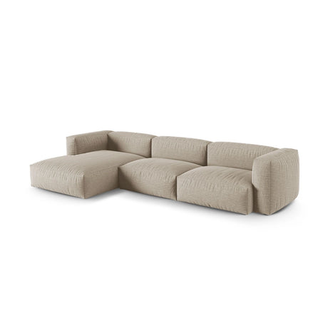 Martina modulares Ecksofa, Linke Seite, Sitztiefe 90 cm, aus Strukturierter Stoff in Leichtes Beige (Boston Toffee), 330x176 cm von Micadoni – Bild 3