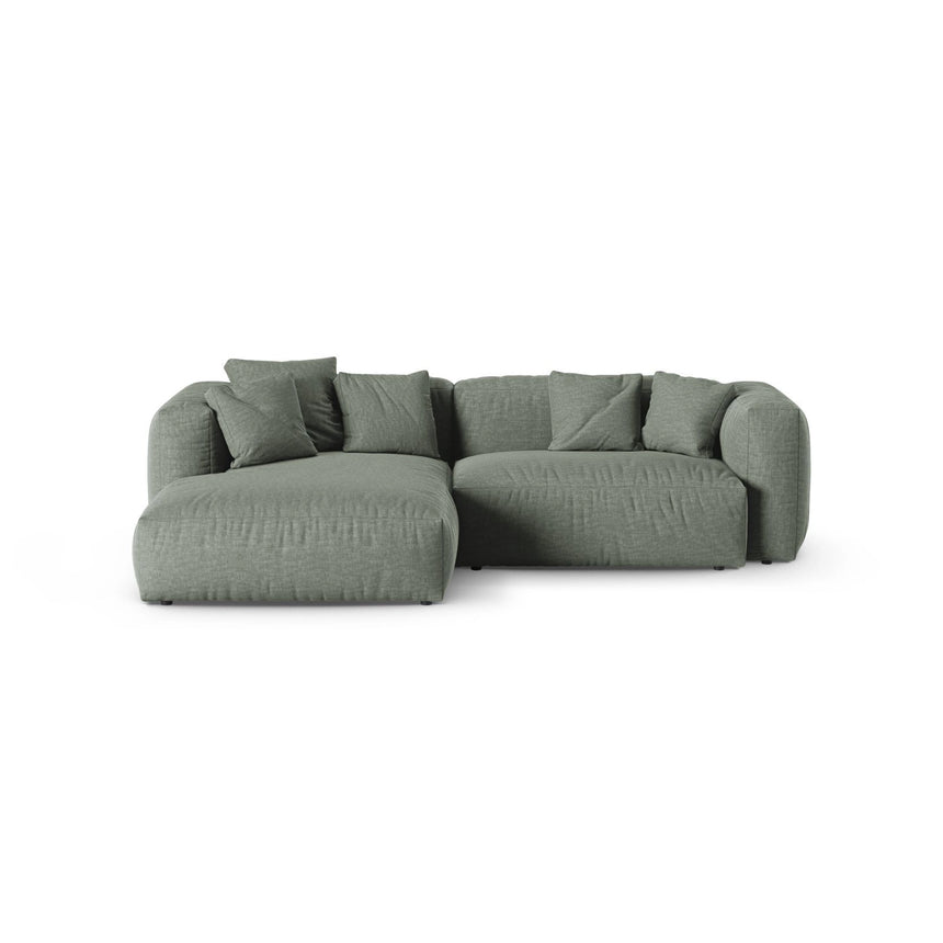 Martina modulares Ecksofa, Linke Seite, Sitztiefe 90 cm, aus Strukturierter Stoff in Moosgrün (Boston Water Green), 280x176 cm von Micadoni – Bild 1