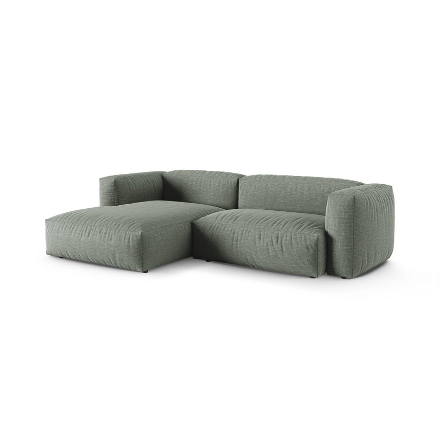 Martina modulares Ecksofa, Linke Seite, Sitztiefe 90 cm, aus Strukturierter Stoff in Moosgrün (Boston Water Green), 280x176 cm von Micadoni – Bild 3