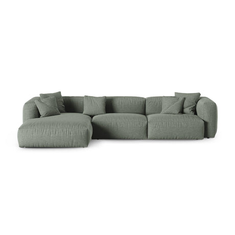 Martina modulares Ecksofa, Linke Seite, Sitztiefe 90 cm, aus Strukturierter Stoff in Moosgrün (Boston Water Green), 330x176 cm von Micadoni – Bild 1