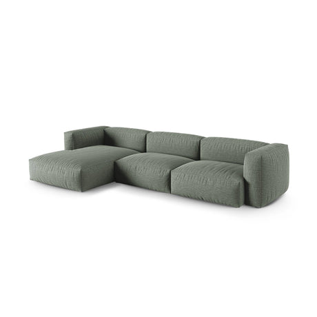 Martina modulares Ecksofa, Linke Seite, Sitztiefe 90 cm, aus Strukturierter Stoff in Moosgrün (Boston Water Green), 330x176 cm von Micadoni – Bild 3
