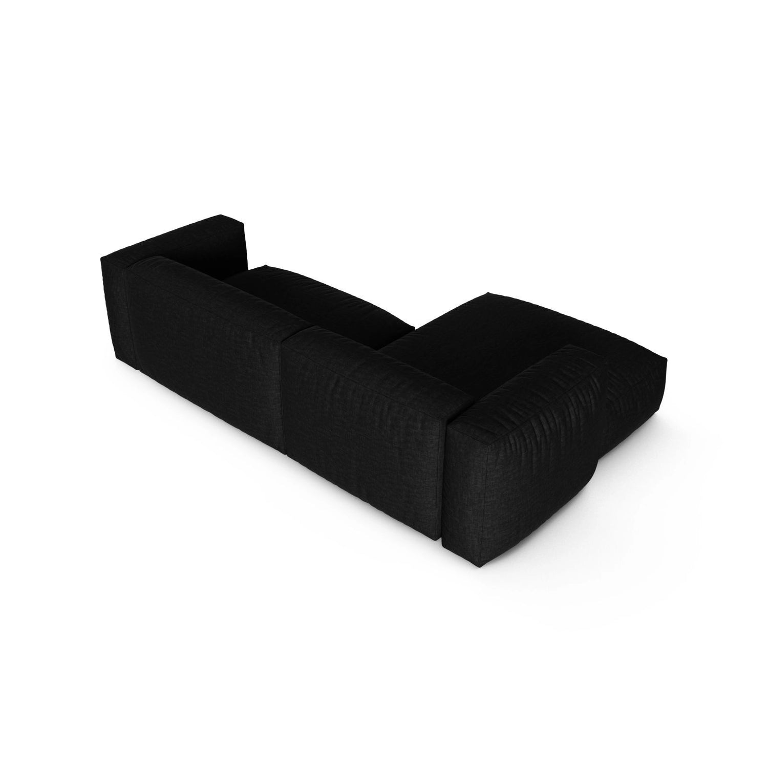 Martina modulares Ecksofa, Linke Seite, Sitztiefe 90 cm, aus Strukturierter Stoff in Schwarz (Boston Black), 280x176 cm von Micadoni – Bild 5