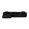 Martina modulares Ecksofa, Linke Seite, Sitztiefe 90 cm, aus Strukturierter Stoff in Schwarz (Boston Black), 330x176 cm von Micadoni – Bild 1