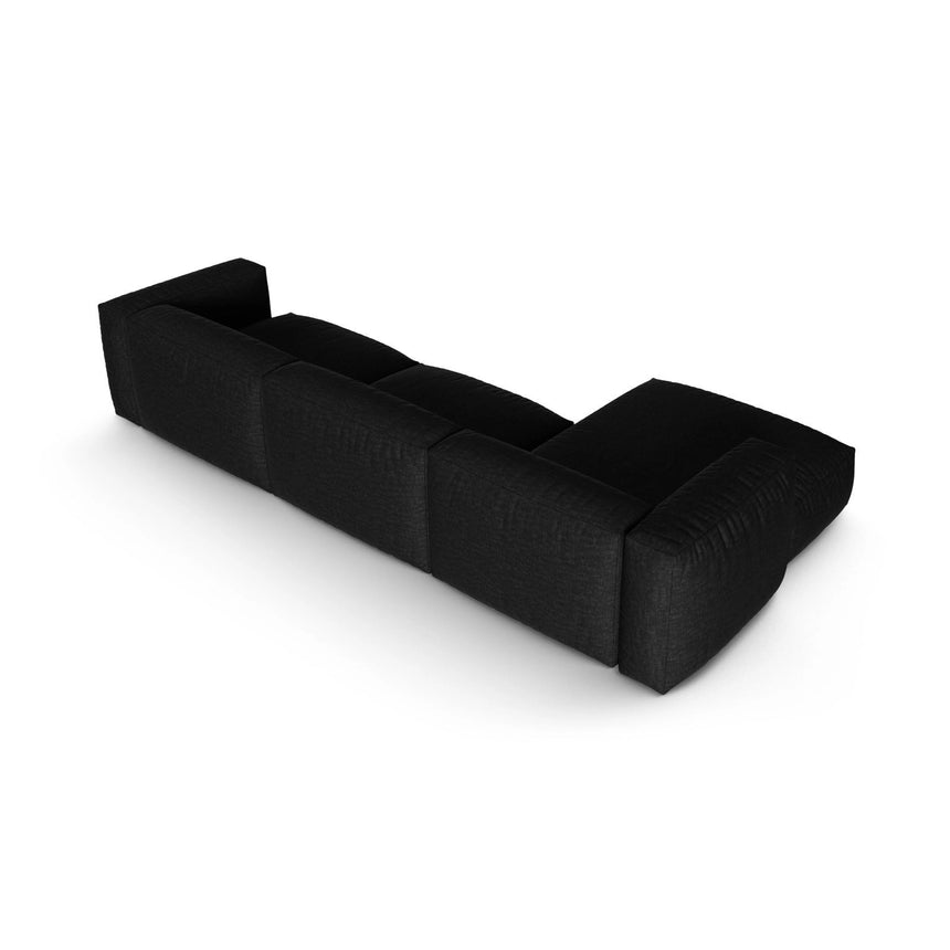 Martina modulares Ecksofa, Linke Seite, Sitztiefe 90 cm, aus Strukturierter Stoff in Schwarz (Boston Black), 330x176 cm von Micadoni – Bild 5