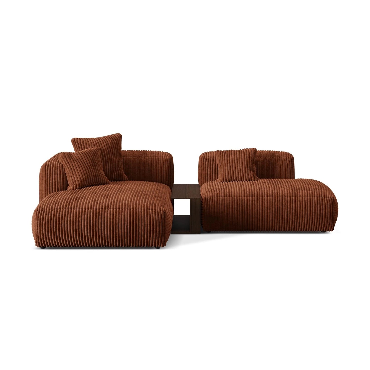Martina modulares Ecksofa, Linke Seite, aus Cord in Brick (Tilia 52), 285x176 cm
 von Micadoni – Bild 1