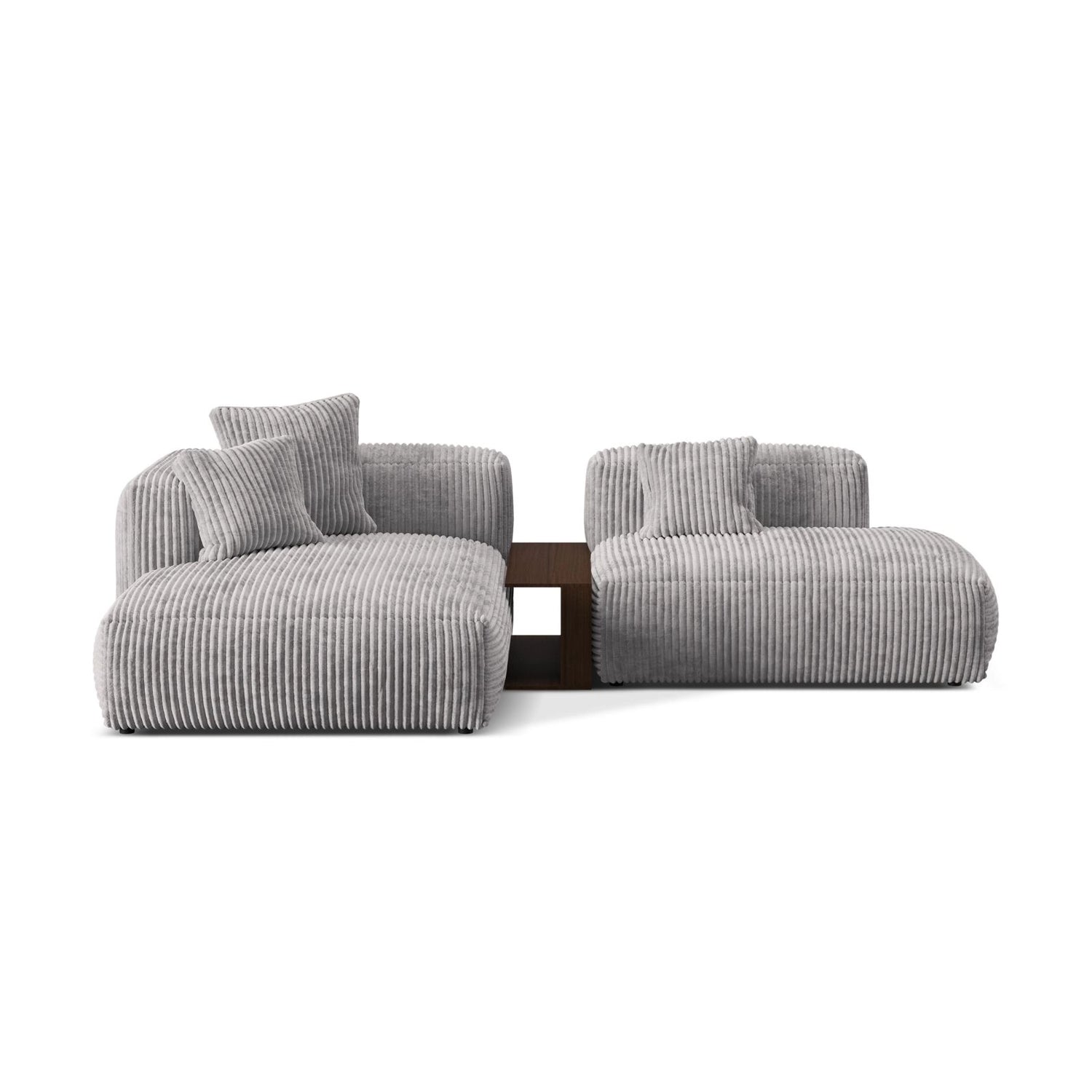 Martina modulares Ecksofa, Linke Seite, aus Cord in Hellgrau (Tilia 86), 285x176 cm
 von Micadoni – Bild 1