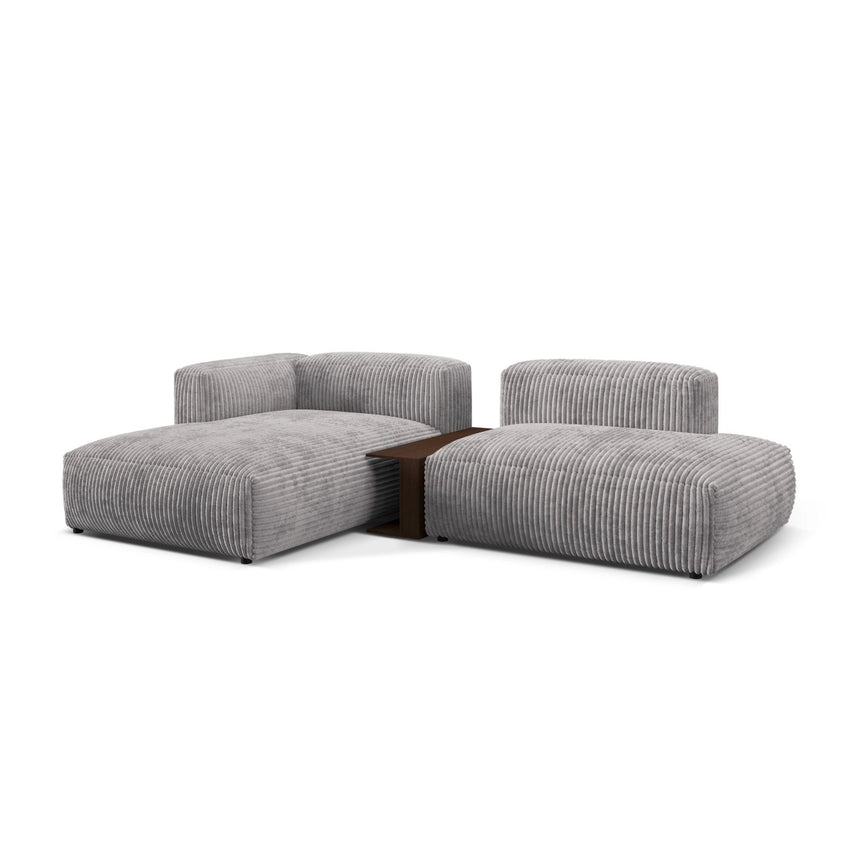 Martina modulares Ecksofa, Linke Seite, aus Cord in Hellgrau (Tilia 86), 285x176 cm
 von Micadoni – Bild 3