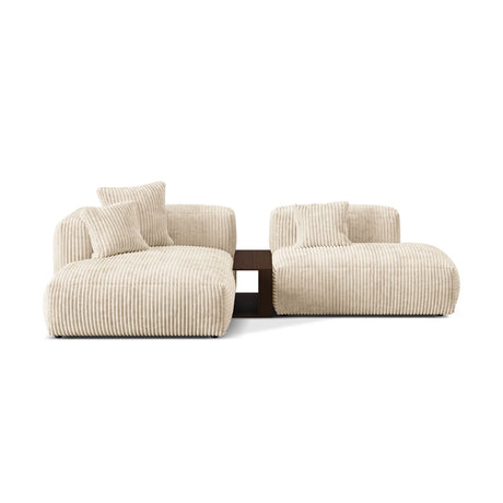 Martina modulares Ecksofa, Linke Seite, aus Cord in Leichtes Beige (Tilia 03), 285x176 cm
 von Micadoni – Bild 1