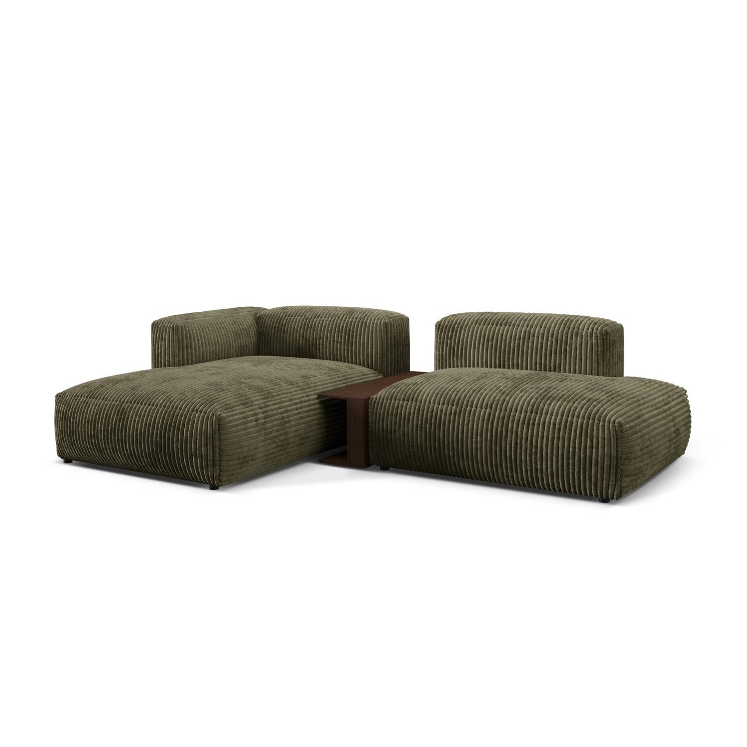 Martina modulares Ecksofa, Linke Seite, aus Cord in Moosgrün (Tilia 37), 285x176 cm
 von Micadoni – Bild 3