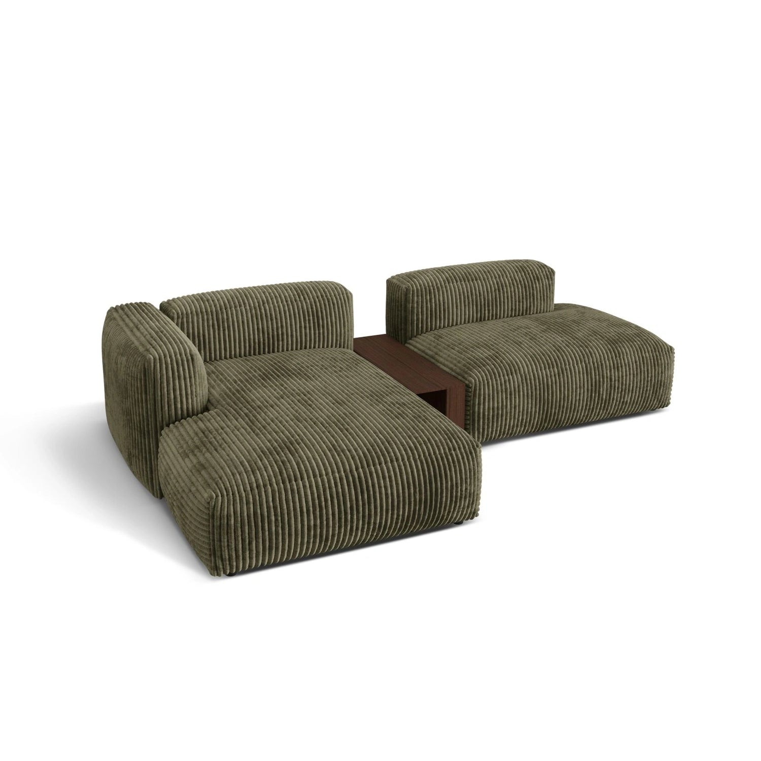Martina modulares Ecksofa, Linke Seite, aus Cord in Moosgrün (Tilia 37), 285x176 cm
 von Micadoni – Bild 4