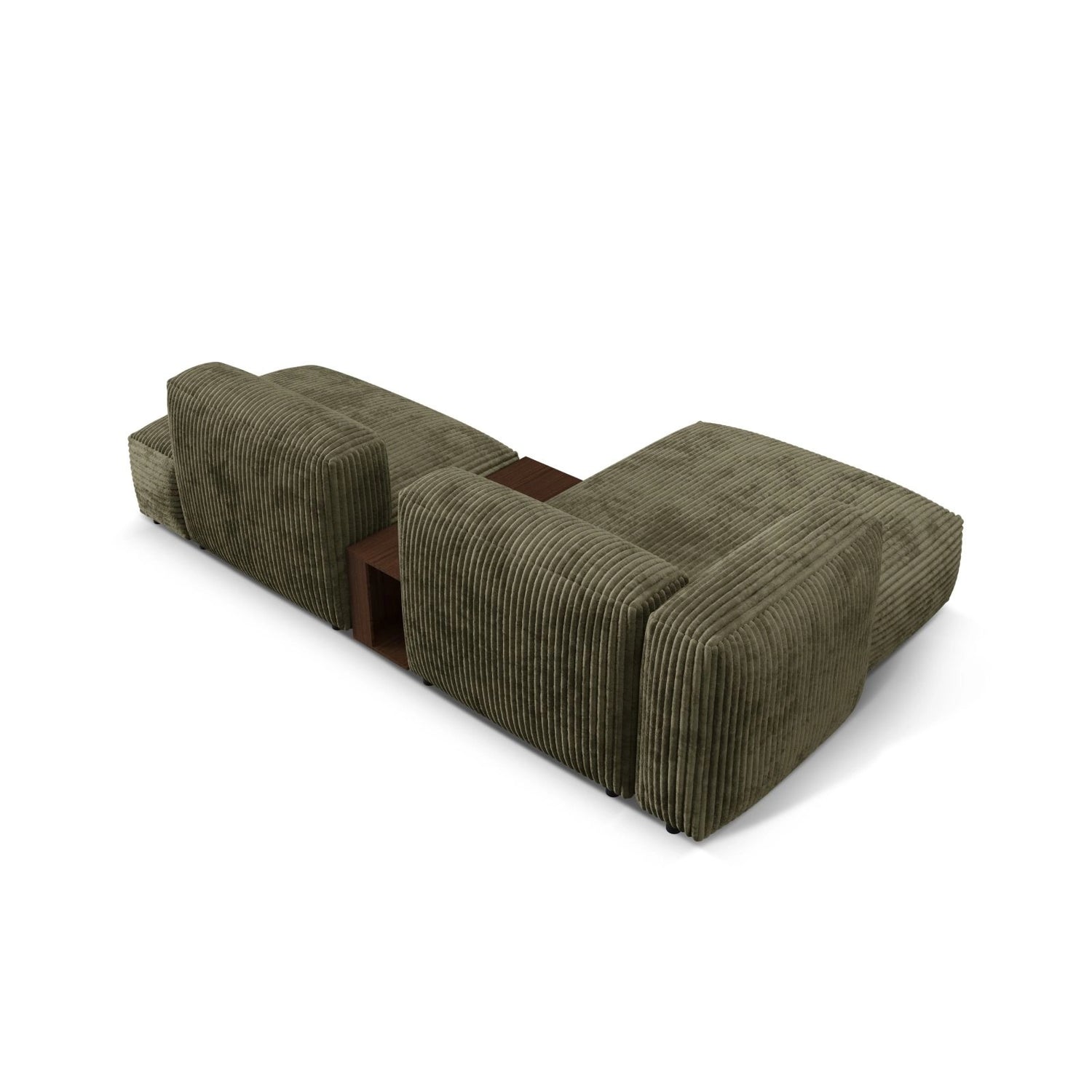 Martina modulares Ecksofa, Linke Seite, aus Cord in Moosgrün (Tilia 37), 285x176 cm
 von Micadoni – Bild 5