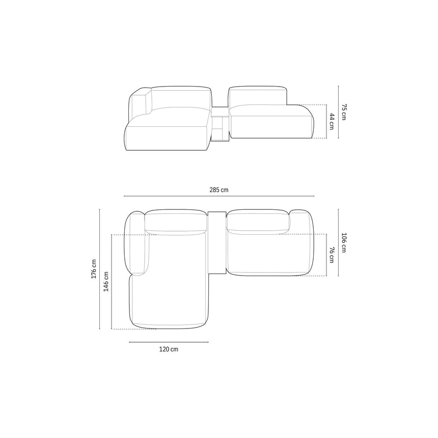 Martina modulares Ecksofa, Linke Seite, aus Samt in Deep Petrol (Vogue 13), 285x176 cm
 von Micadoni – Bild 2