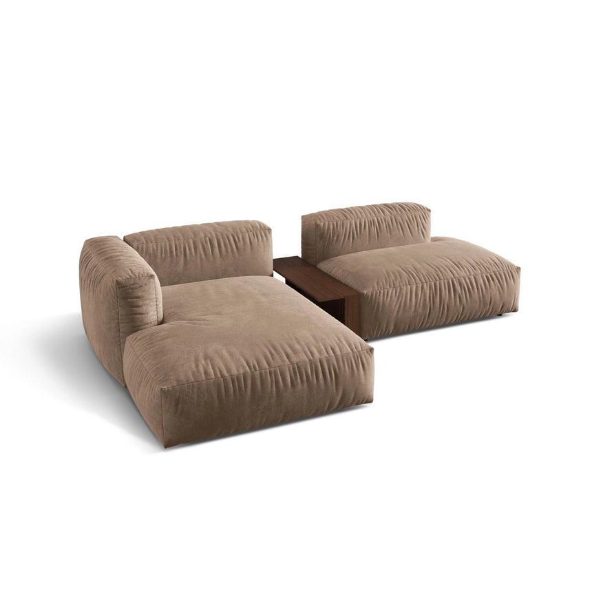 Martina modulares Ecksofa, Linke Seite, aus Samt in Dunkelbeige (Vogue 3), 285x176 cm
 von Micadoni – Bild 4