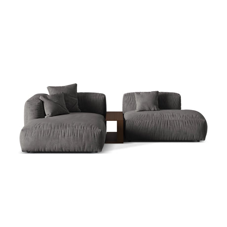 Martina modulares Ecksofa, Linke Seite, aus Samt in Grau (Vogue 15), 285x176 cm
 von Micadoni – Bild 1