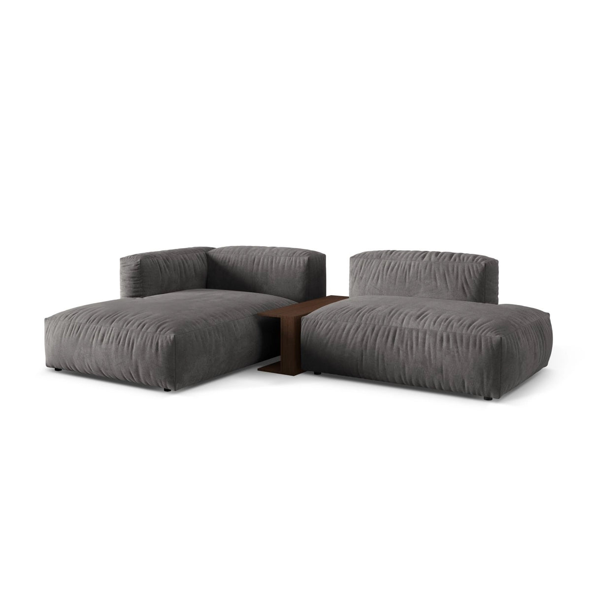 Martina modulares Ecksofa, Linke Seite, aus Samt in Grau (Vogue 15), 285x176 cm
 von Micadoni – Bild 3