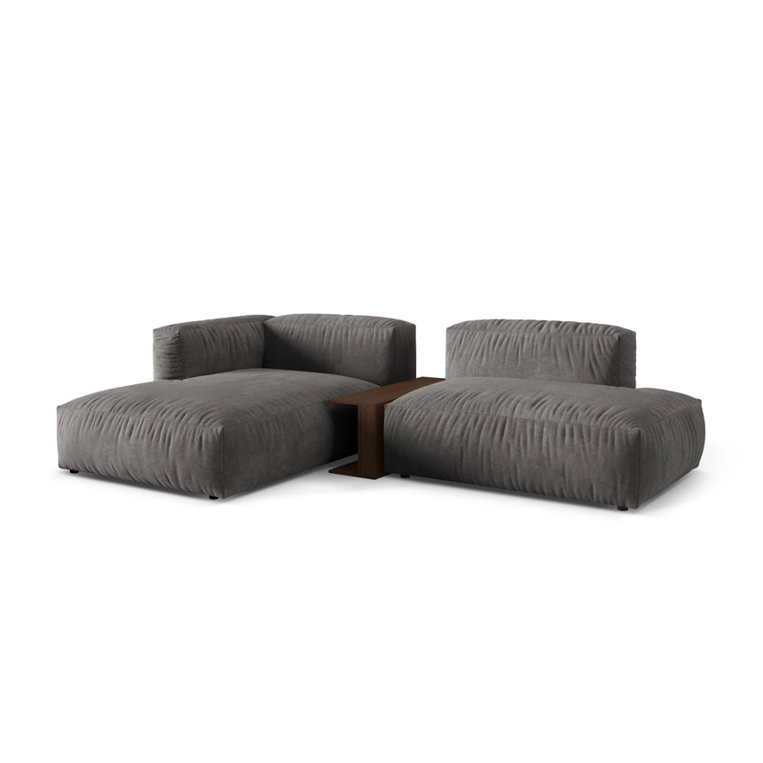 Martina modulares Ecksofa, Linke Seite, aus Samt in Grau (Vogue 15), 285x176 cm
 von Micadoni – Bild 3