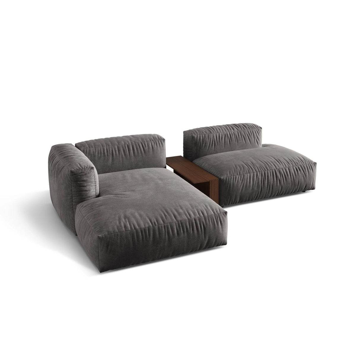 Martina modulares Ecksofa, Linke Seite, aus Samt in Grau (Vogue 15), 285x176 cm
 von Micadoni – Bild 4