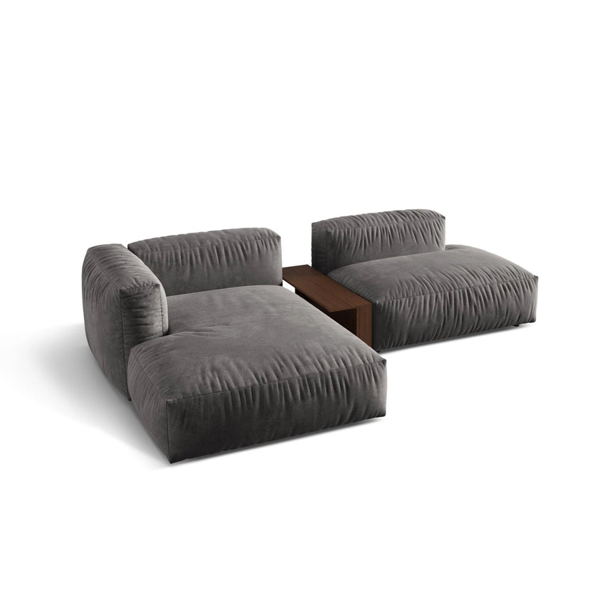 Martina modulares Ecksofa, Linke Seite, aus Samt in Grau (Vogue 15), 285x176 cm
 von Micadoni – Bild 4