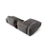Martina modulares Ecksofa, Linke Seite, aus Samt in Grau (Vogue 15), 285x176 cm
 von Micadoni – Bild 5