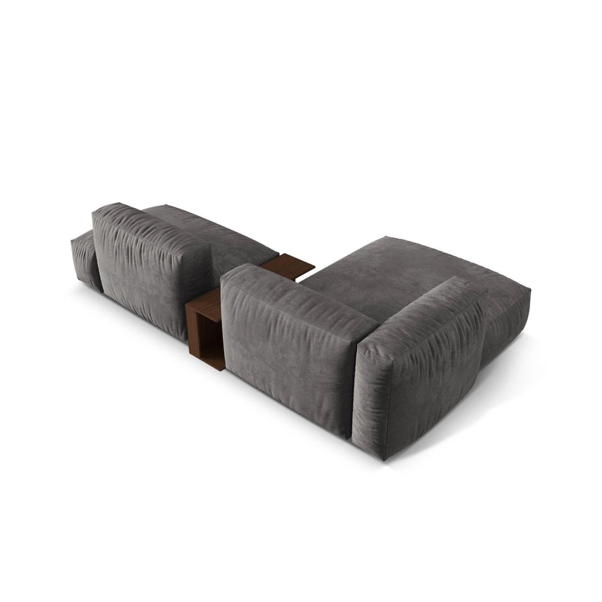 Martina modulares Ecksofa, Linke Seite, aus Samt in Grau (Vogue 15), 285x176 cm
 von Micadoni – Bild 5