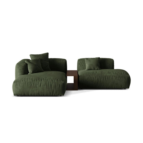 Martina modulares Ecksofa, Linke Seite, aus Samt in Grün (Vogue 11), 285x176 cm
 von Micadoni – Bild 1