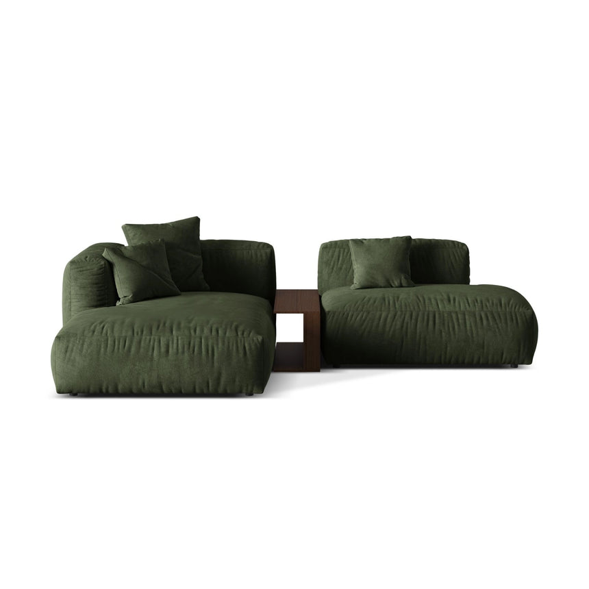 Martina modulares Ecksofa, Linke Seite, aus Samt in Grün (Vogue 11), 285x176 cm
 von Micadoni – Bild 1