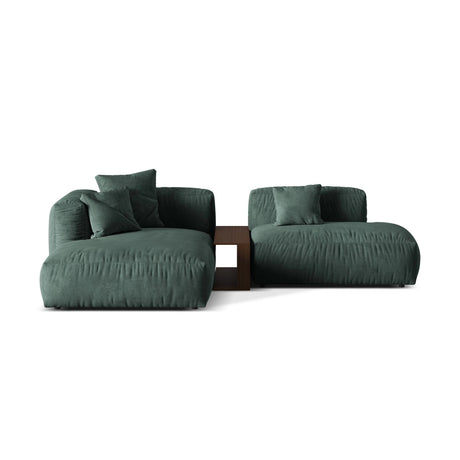 Martina modulares Ecksofa, Linke Seite, aus Samt in Petrol (Vogue 12), 285x176 cm
 von Micadoni – Bild 1