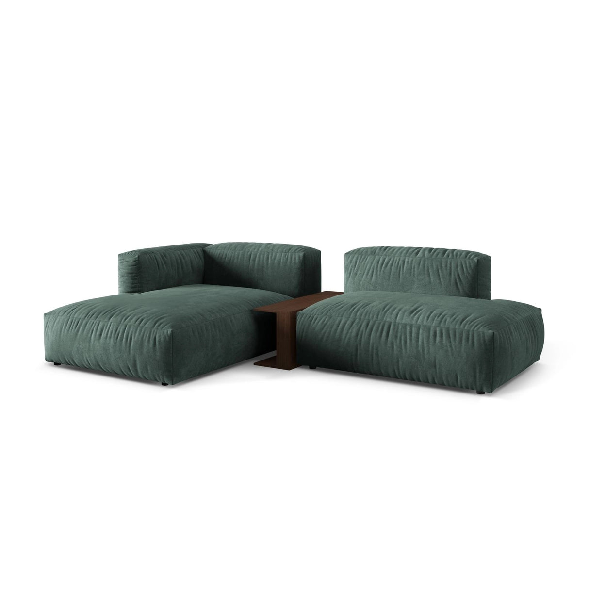 Martina modulares Ecksofa, Linke Seite, aus Samt in Petrol (Vogue 12), 285x176 cm
 von Micadoni – Bild 3