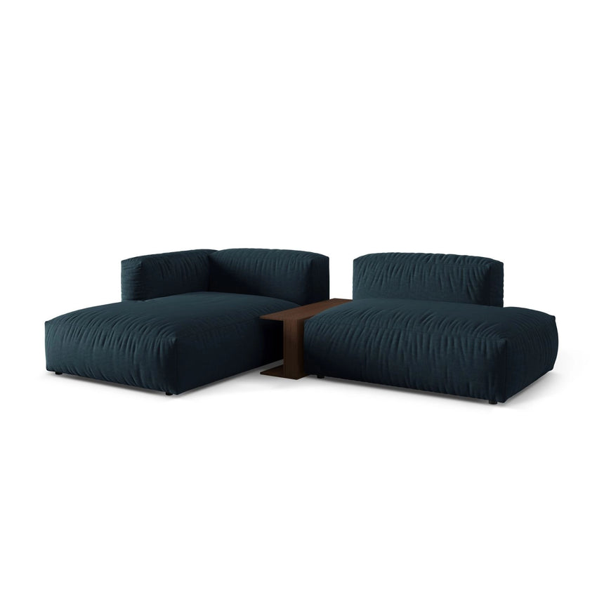 Martina modulares Ecksofa, Linke Seite, aus Strukturierter Stoff in Blau Jeans (Boston Ocean), 285x176 cm
 von Micadoni – Bild 3