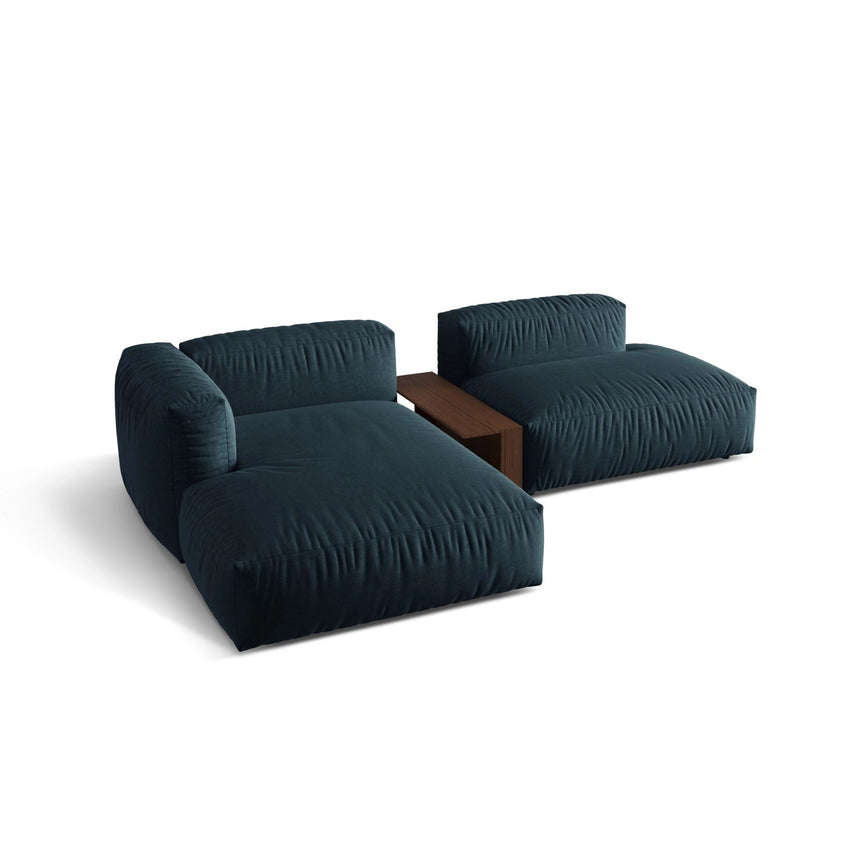 Martina modulares Ecksofa, Linke Seite, aus Strukturierter Stoff in Blau Jeans (Boston Ocean), 285x176 cm
 von Micadoni – Bild 4