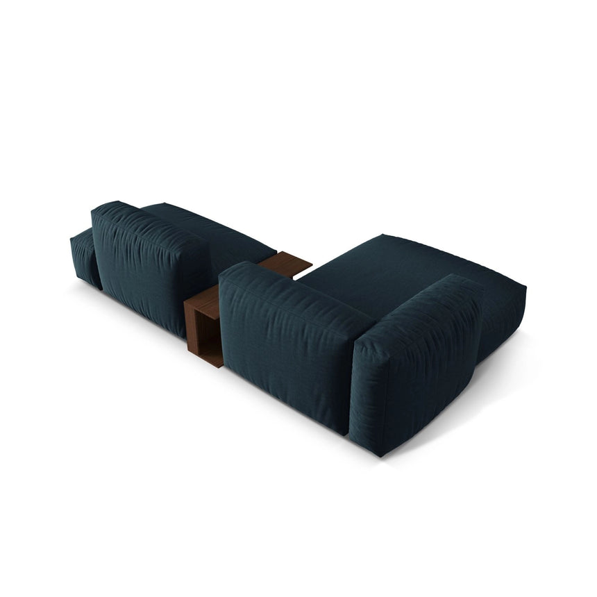 Martina modulares Ecksofa, Linke Seite, aus Strukturierter Stoff in Blau Jeans (Boston Ocean), 285x176 cm
 von Micadoni – Bild 5