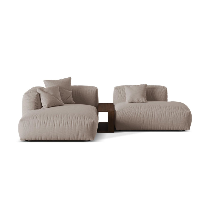 Martina modulares Ecksofa, Linke Seite, aus Strukturierter Stoff in Dunkelbeige (Boston Trufa), 285x176 cm
 von Micadoni – Bild 1