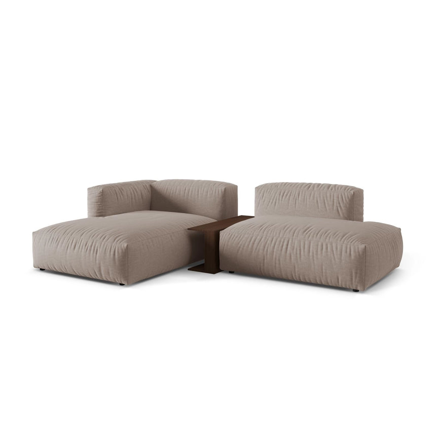 Martina modulares Ecksofa, Linke Seite, aus Strukturierter Stoff in Dunkelbeige (Boston Trufa), 285x176 cm
 von Micadoni – Bild 3