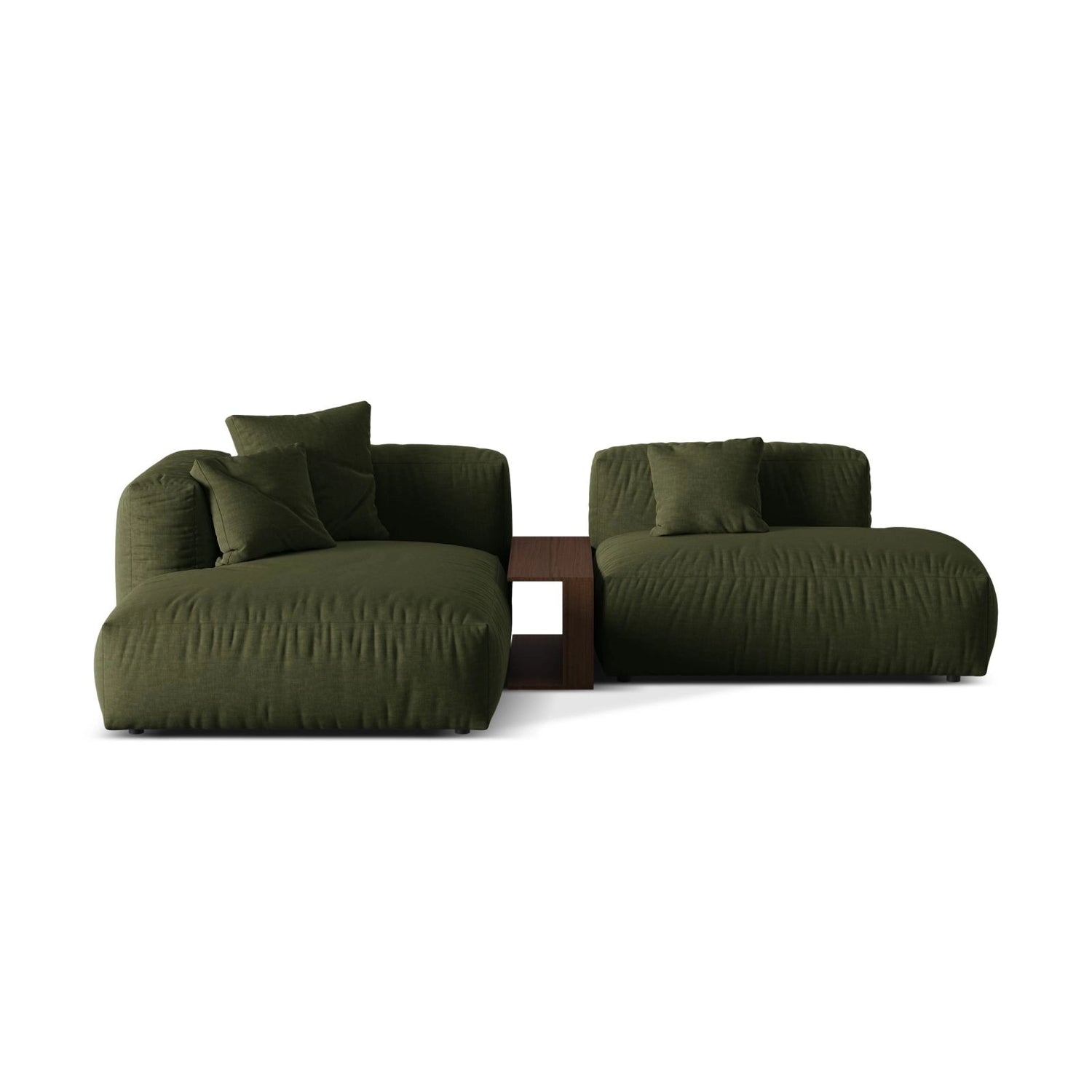 Martina modulares Ecksofa, Linke Seite, aus Strukturierter Stoff in Grün (Boston Forest), 285x176 cm
 von Micadoni – Bild 1