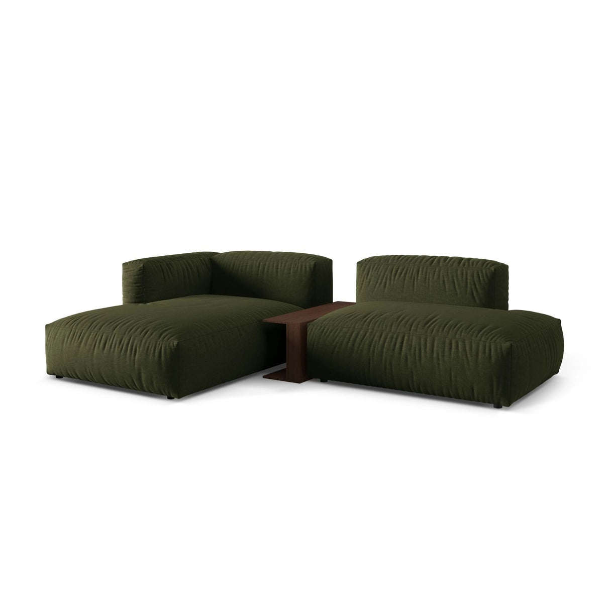 Martina modulares Ecksofa, Linke Seite, aus Strukturierter Stoff in Grün (Boston Forest), 285x176 cm
 von Micadoni – Bild 3