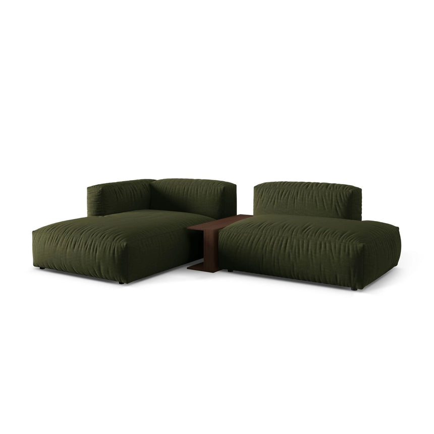 Martina modulares Ecksofa, Linke Seite, aus Strukturierter Stoff in Grün (Boston Forest), 285x176 cm
 von Micadoni – Bild 3