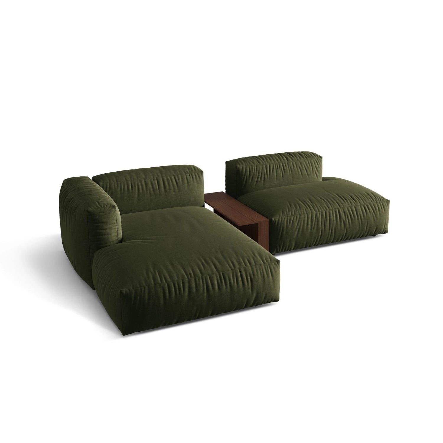 Martina modulares Ecksofa, Linke Seite, aus Strukturierter Stoff in Grün (Boston Forest), 285x176 cm
 von Micadoni – Bild 4